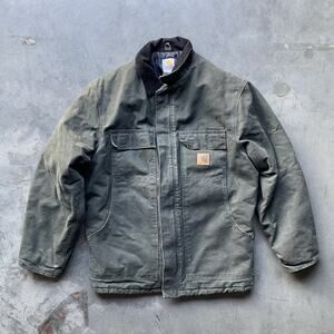 Carhartt Men's Arctic Quilt Lined Sandstone Work Chore Coat Jacket Green